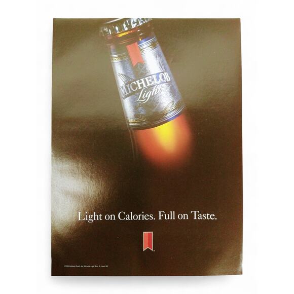 2004 Michelob Print Ad Light on Calories Full on Taste Beer Bottle Neck Image - Picture 1 of 7
